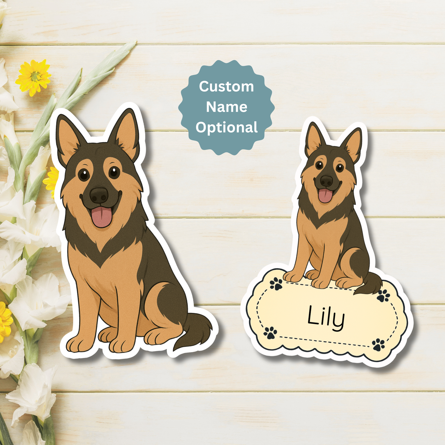 Custom German Shepherd Dog Magnet - Black and Tan  | Personalized with Pet Name