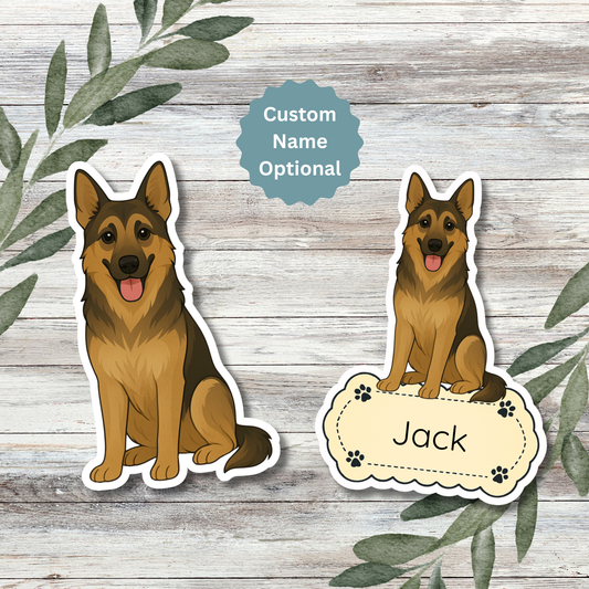 Custom German Shepherd Dog Sticker - Sable | Personalized with Name
