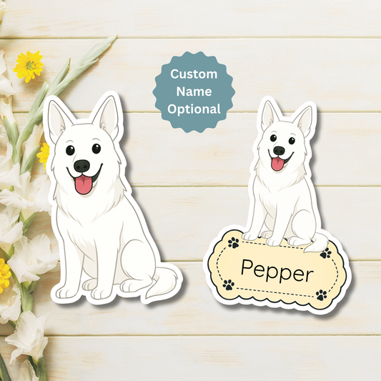 Custom German Shepherd Dog Magnet - White | Personalized with Pet Name
