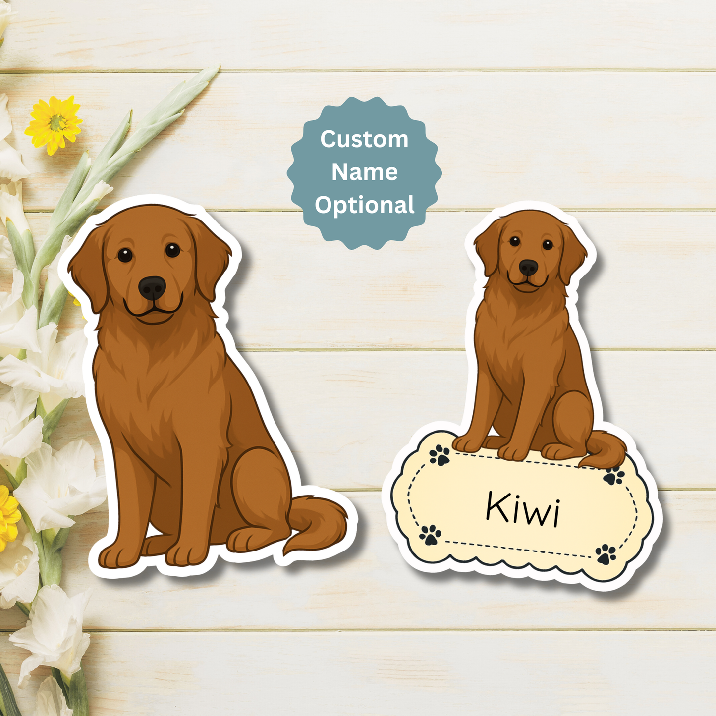 Custom Golden Retriever Dog Magnet - Dark Golden | Personalized with Pet Name