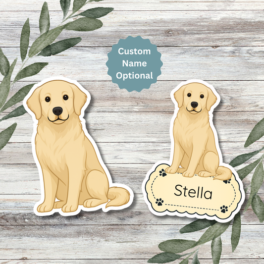 Custom Golden Retriever Dog Sticker - Light Golden | Personalized with Name