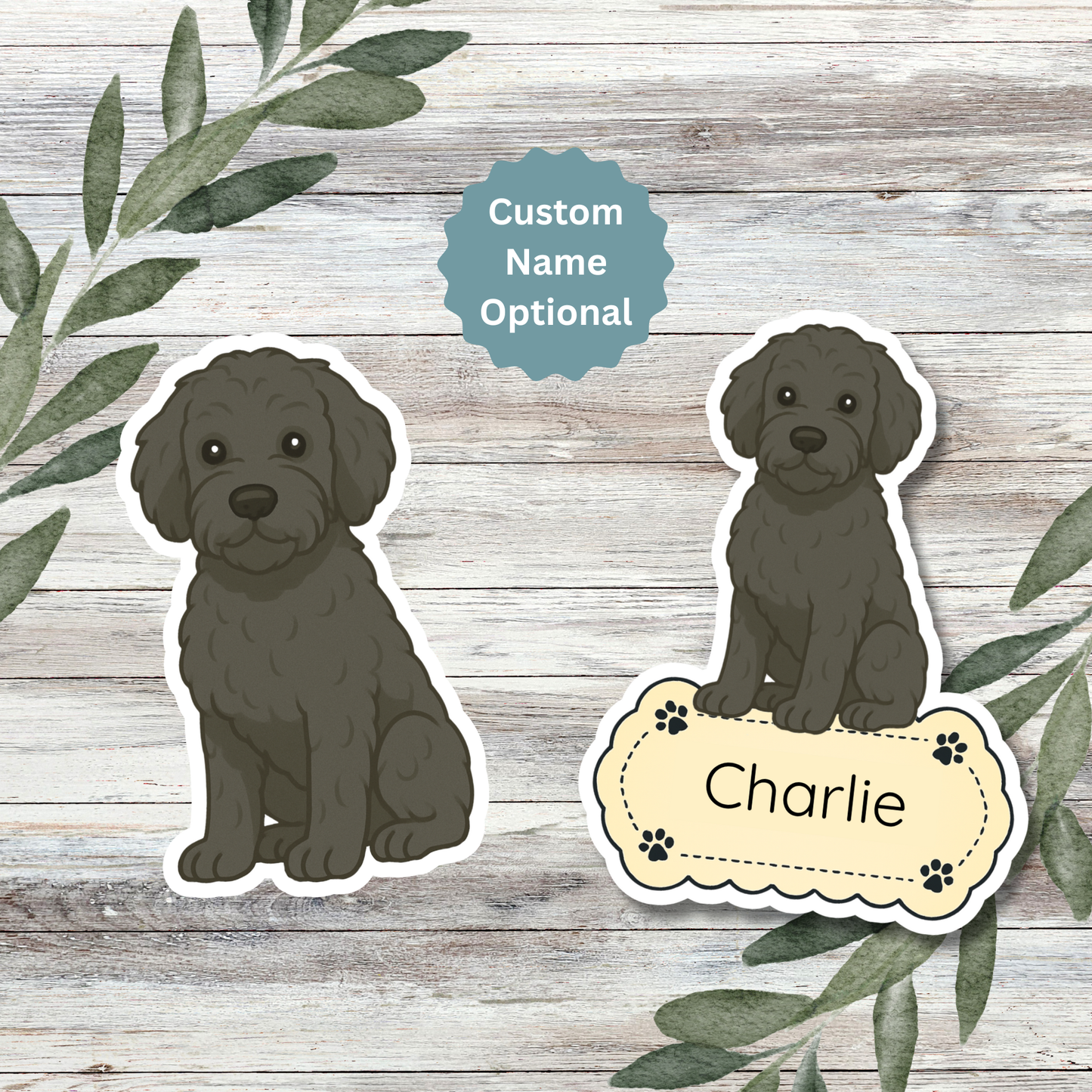 Autocollant personnalisé Goldendoodle noir | Personnalisable avec votre nom