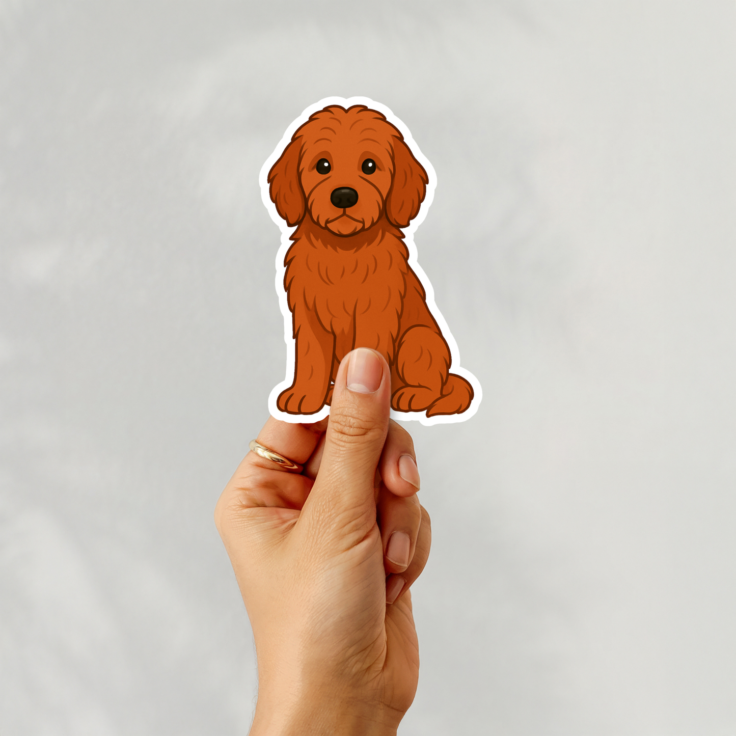Custom Goldendoodle Dog Sticker - Red | Personalized with Name