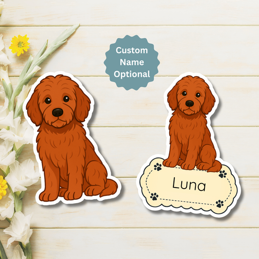 Custom Goldendoodle Dog Magnet - Red | Personalized with Pet Name