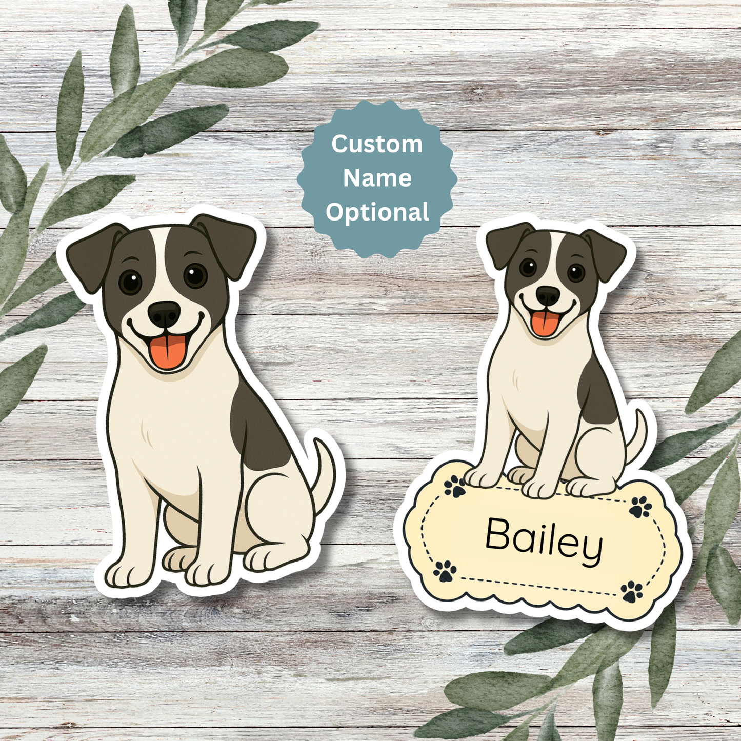 Custom Jack Russell Terrier Dog Sticker - White and Black | Personalized with Name