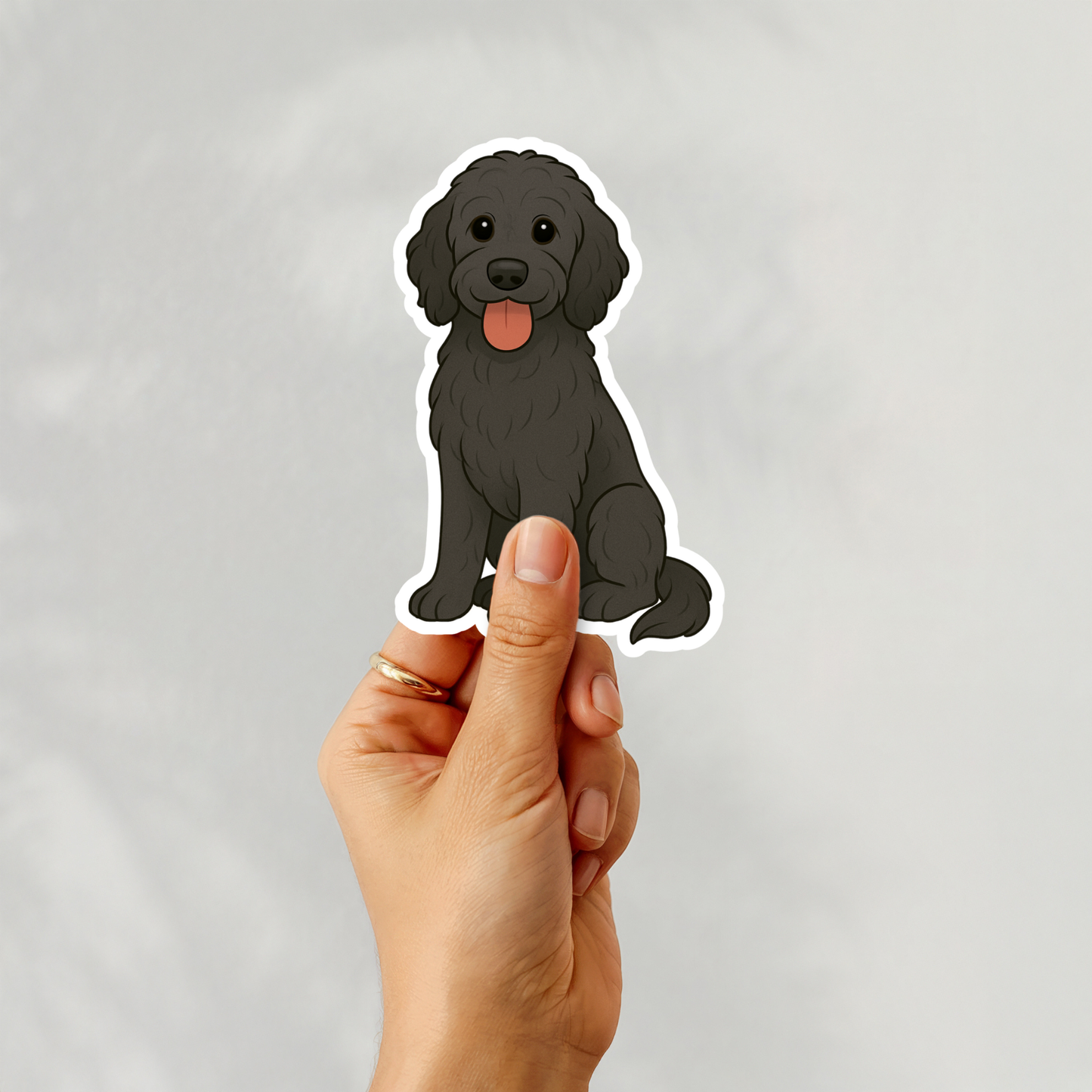 Custom Labradoodle Dog Sticker - Black | Personalized with Name