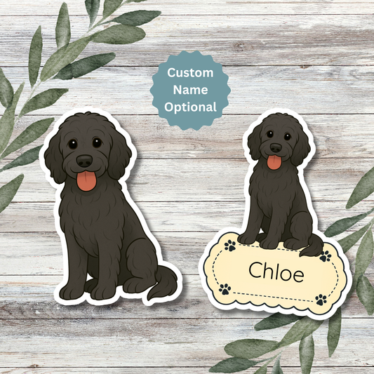 Autocollant personnalisé pour chien Labradoodle - Noir | Personnalisable avec nom