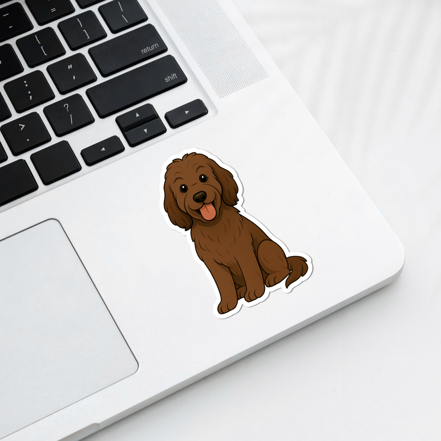 Autocollant personnalisé pour chien - Labradoodle chocolat | Personnalisable avec nom