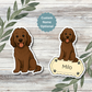 Autocollant personnalisé pour chien - Labradoodle chocolat | Personnalisable avec nom