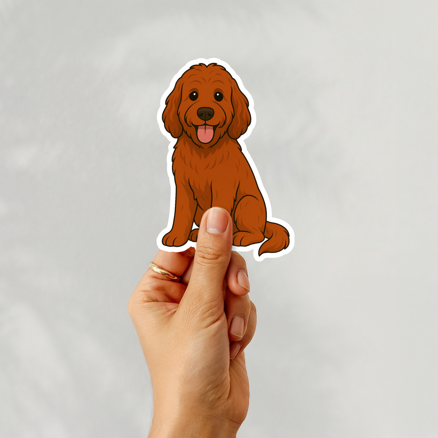 Autocollant personnalisé pour chien Labradoodle - Rouge | Personnalisable avec nom