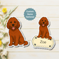 Aimant personnalisé pour chien Labradoodle - Rouge | Personnalisable avec le nom de l'animal