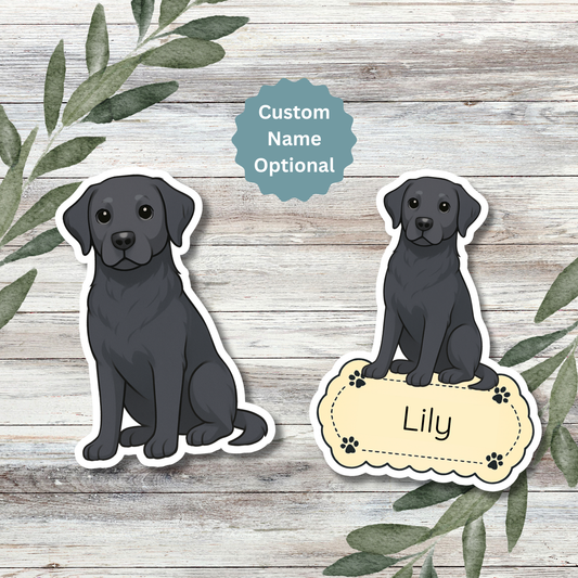 Autocollant personnalisé pour chien Labrador Retriever - Noir | Personnalisable avec votre nom