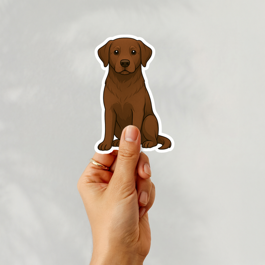 Autocollant personnalisé Labrador Retriever - Chocolat | Personnalisé avec nom