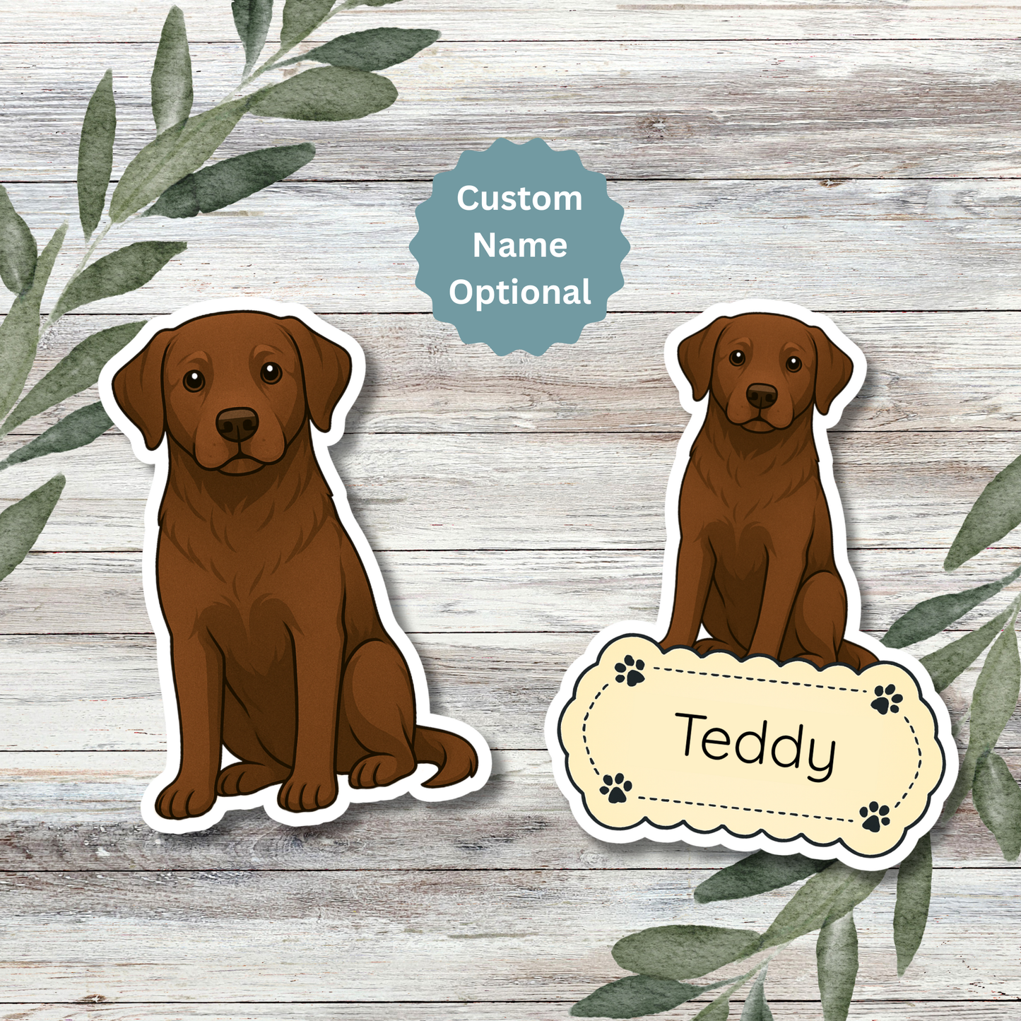 Custom Labrador Retriever Dog Sticker - Chocolate | Personalized with Name
