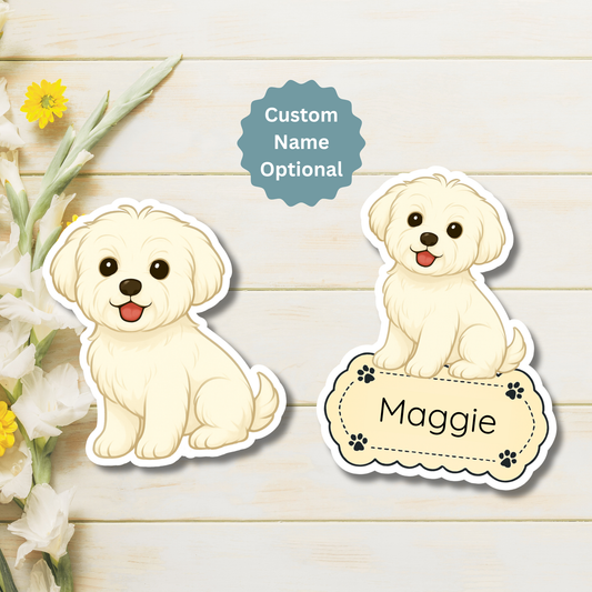 Custom Maltese Dog Magnet - White | Personalized with Pet Name
