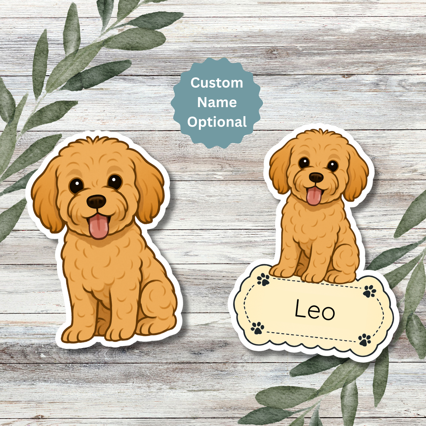 Autocollant personnalisé pour chien Maltipoo – Abricot | Personnalisable avec votre nom