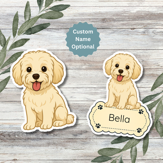 Autocollant personnalisé pour chien Maltipoo - Crème | Personnalisable avec nom