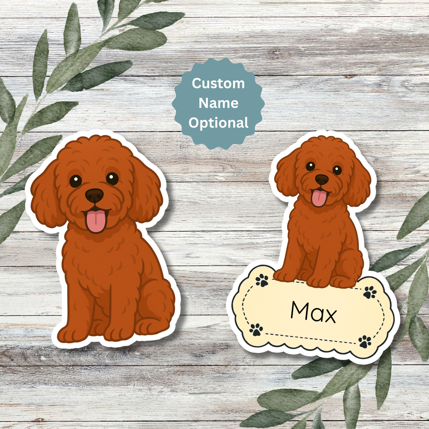 Autocollant personnalisé pour chien Maltipoo - Rouge | Personnalisable avec nom