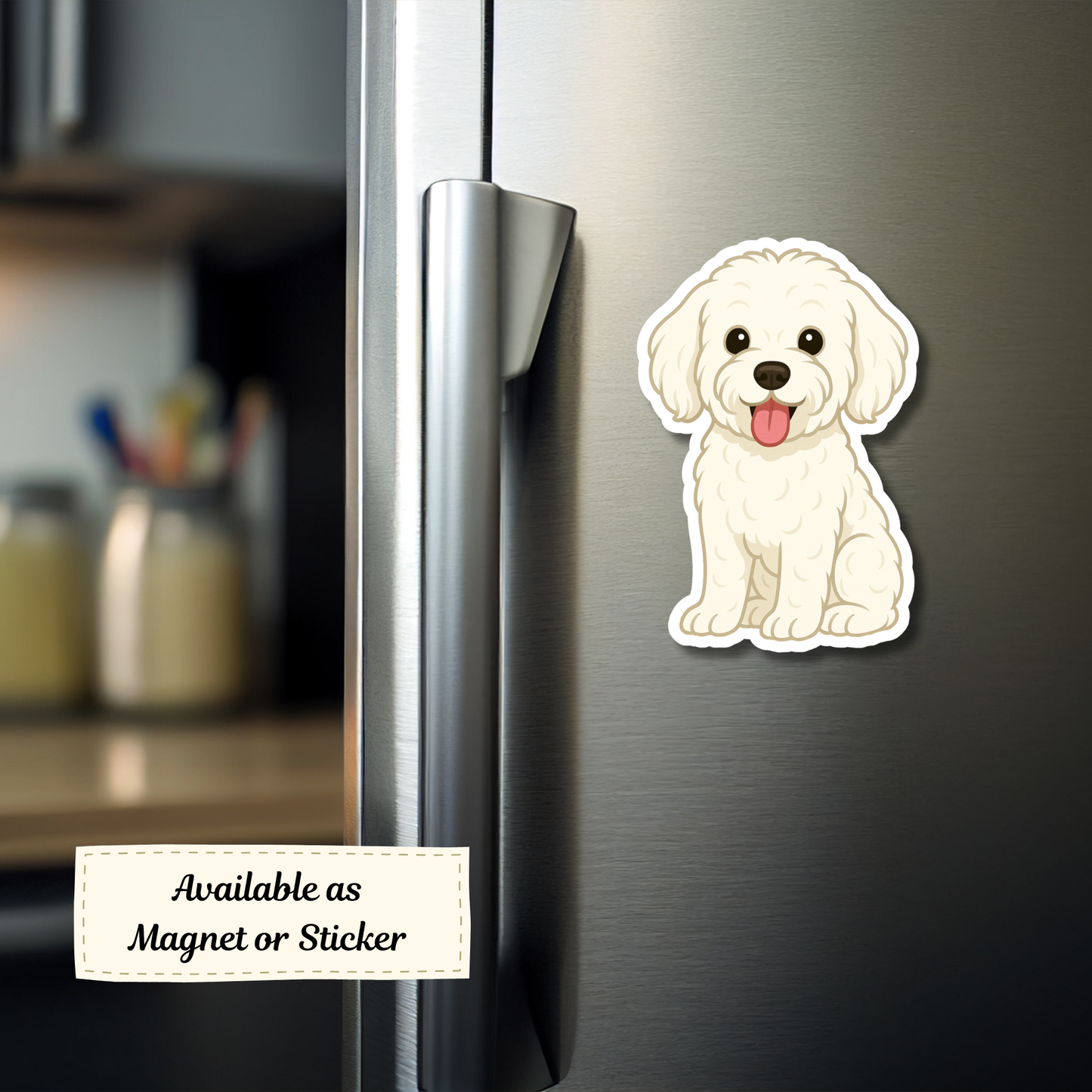 Autocollant personnalisé pour chien Maltipoo - Blanc | Personnalisable avec nom