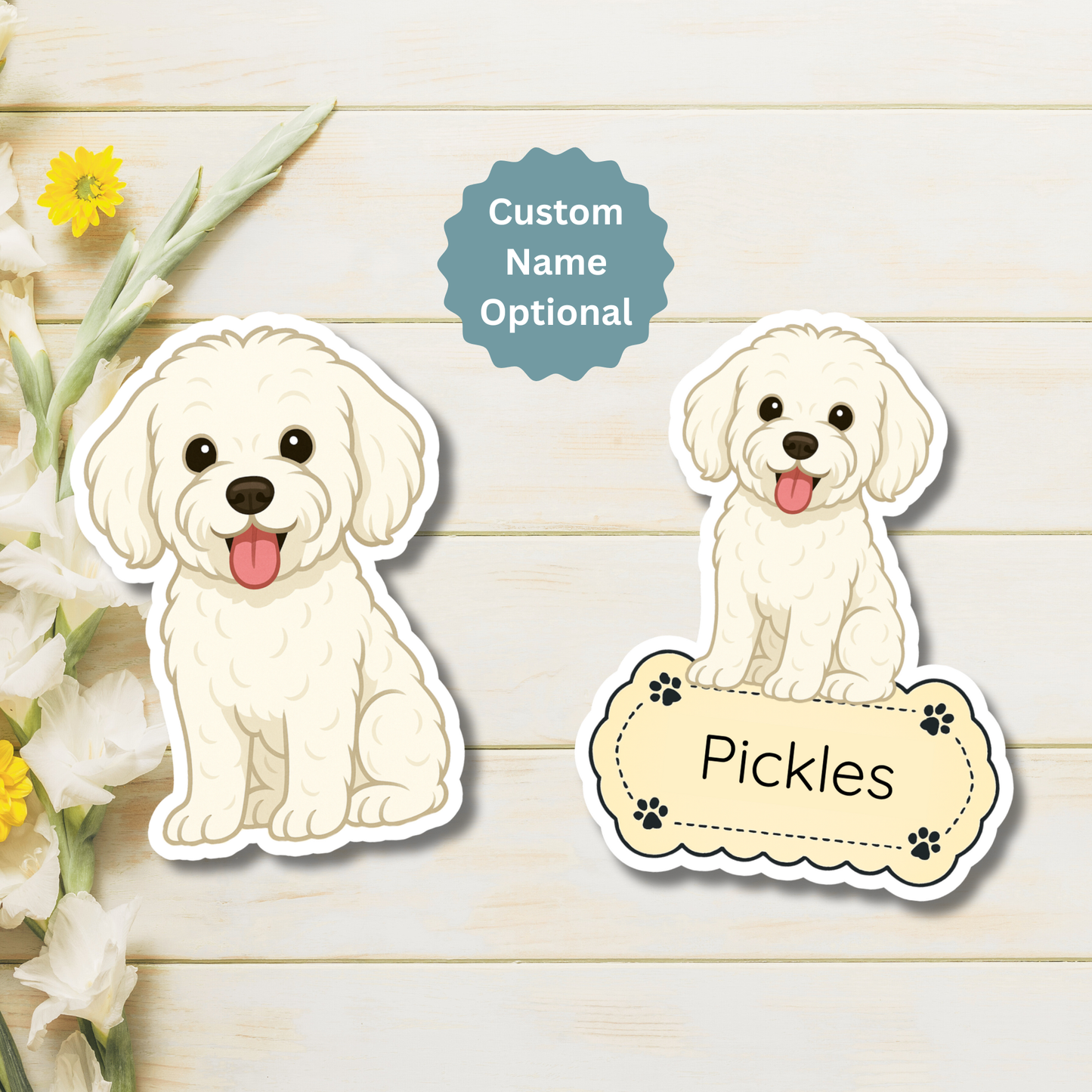 Custom Maltipoo Dog Magnet - White | Personalized with Pet Name