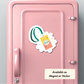 ‘Member of W.I.P. Society’ magnet mock-up on pink school locker with lanyard badge desig