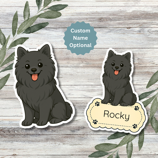 Custom Pomeranian Dog Sticker - Black | Personalized with Name