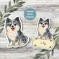 Autocollant personnalisé pour chien Pomeranian – Bleu Merle | Personnalisable avec votre nom