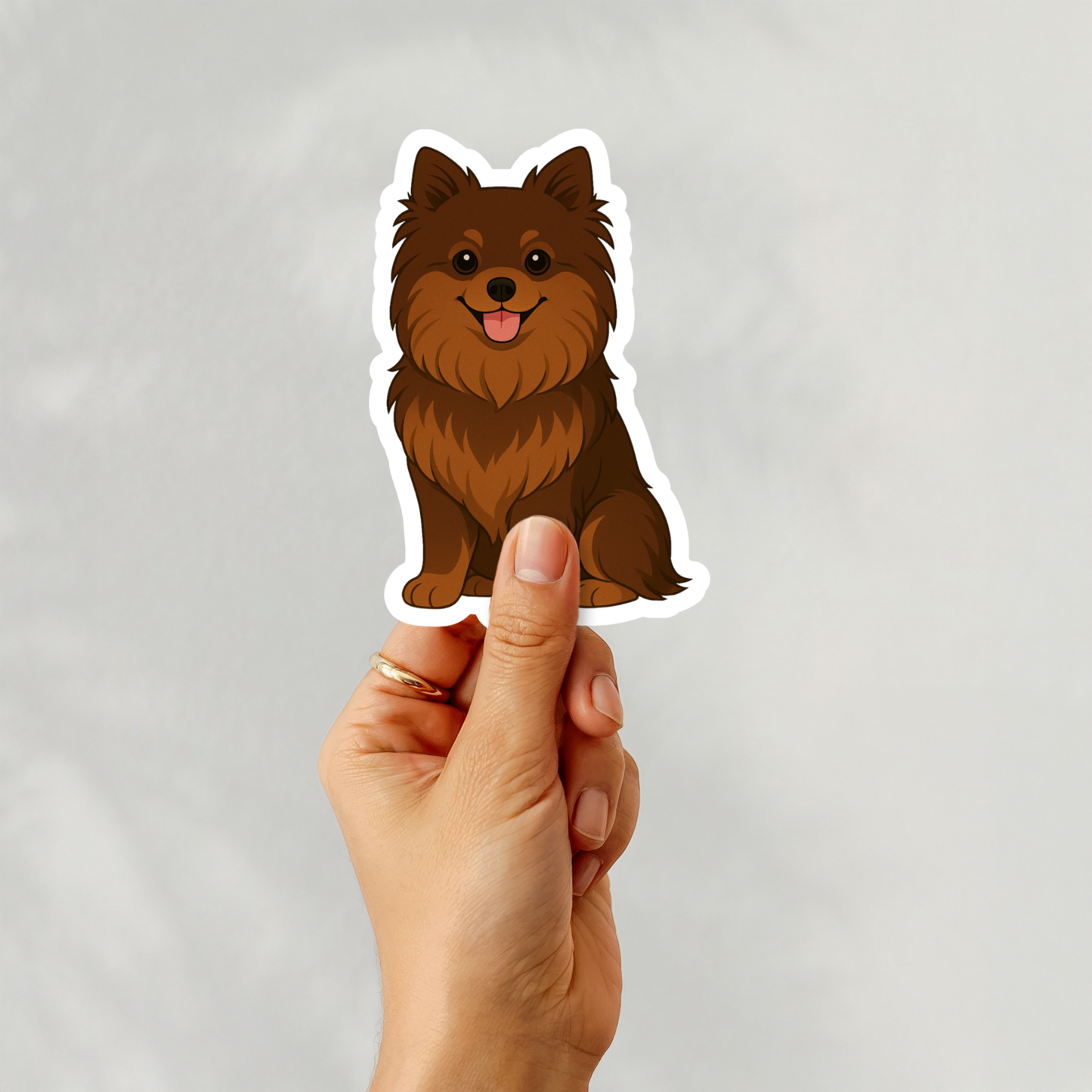 Autocollant personnalisé Pomeranian - Chocolat | Personnalisé avec nom