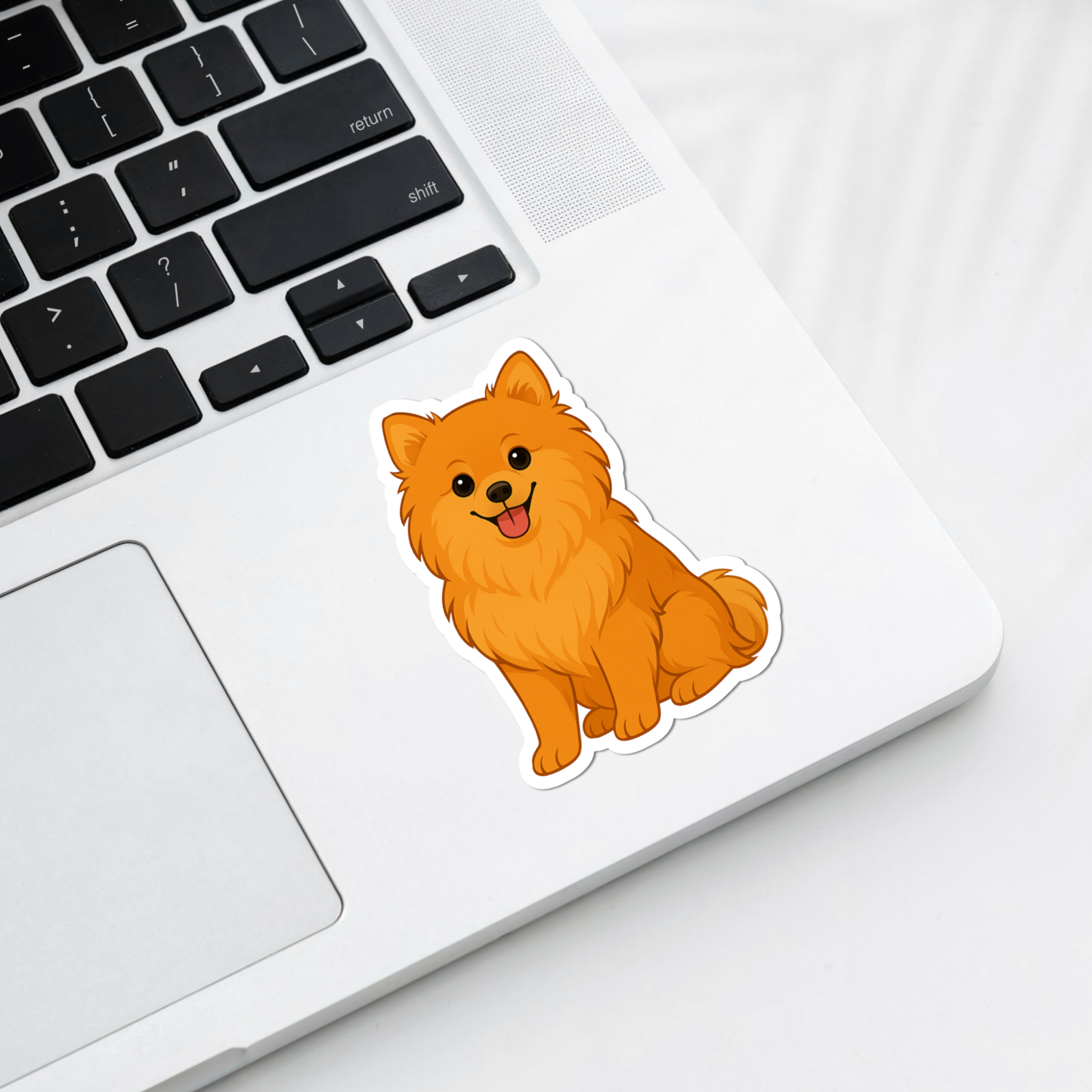 Autocollant personnalisé Pomeranian - Orange | Personnalisable avec nom