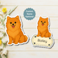 Aimant personnalisé pour chien Pomeranian - Orange | Personnalisable avec le nom de l'animal