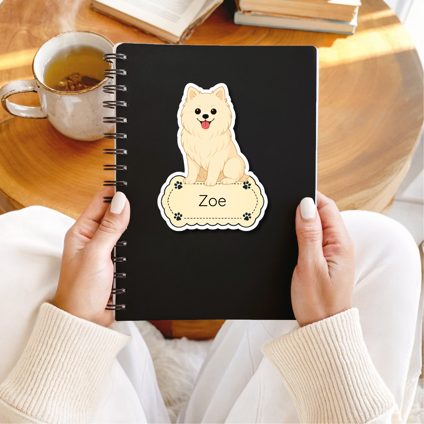 Custom Pomeranian Dog Sticker - White | Personalized with Name