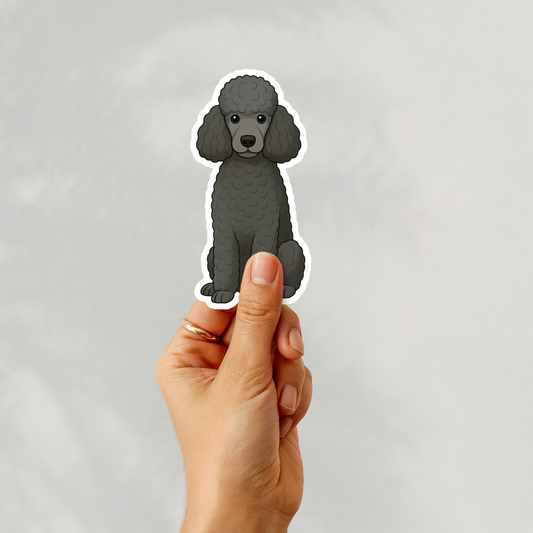 Custom Poodle Dog Sticker - Black | Personalized with Name
