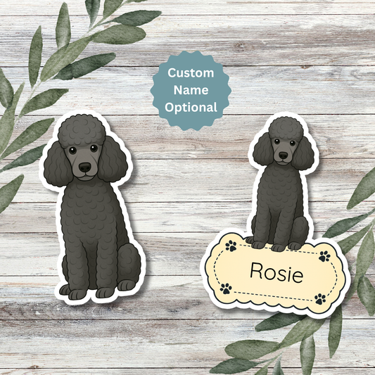Custom Poodle Dog Sticker - Black | Personalized with Name