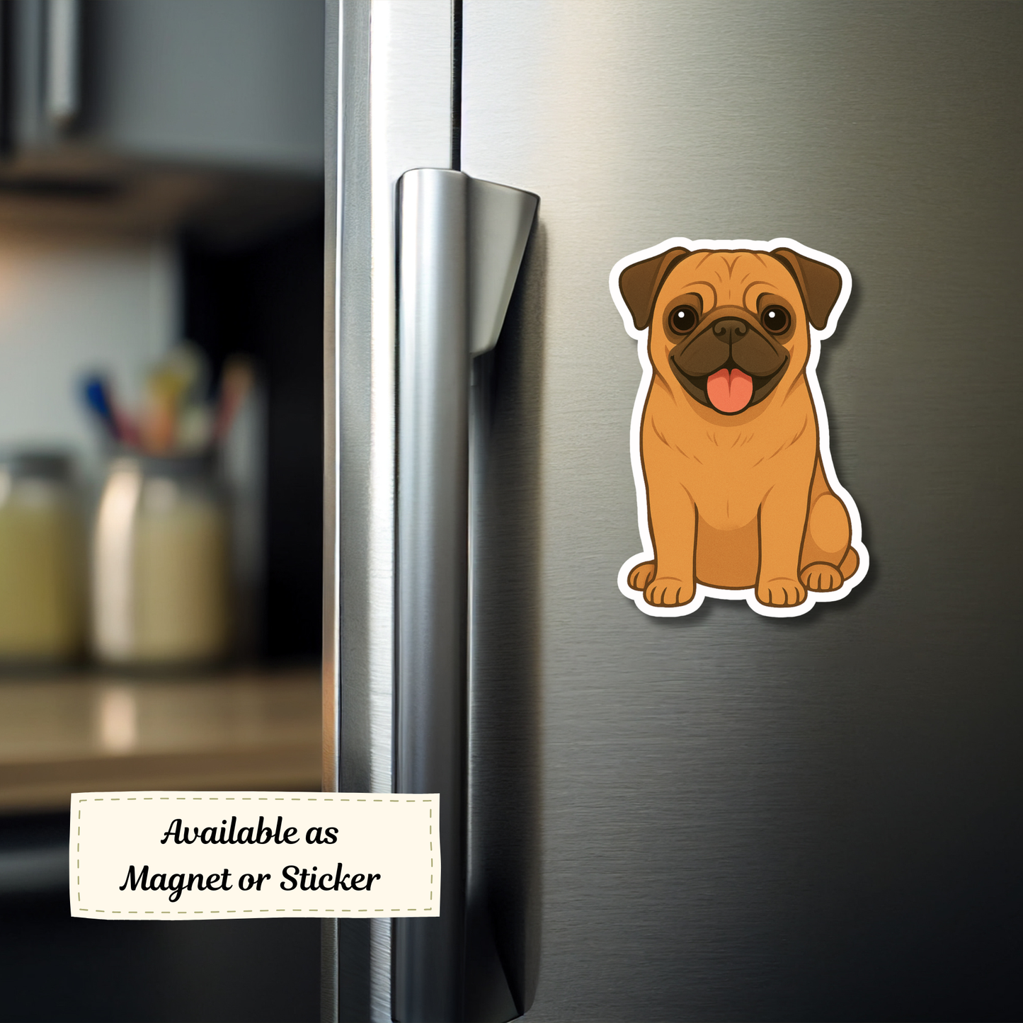 Custom Pug Dog Sticker - Apricot | Personalized with Name