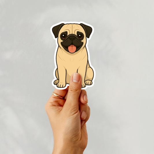 Custom Pug Dog Sticker - Fawn | Personalized with Name