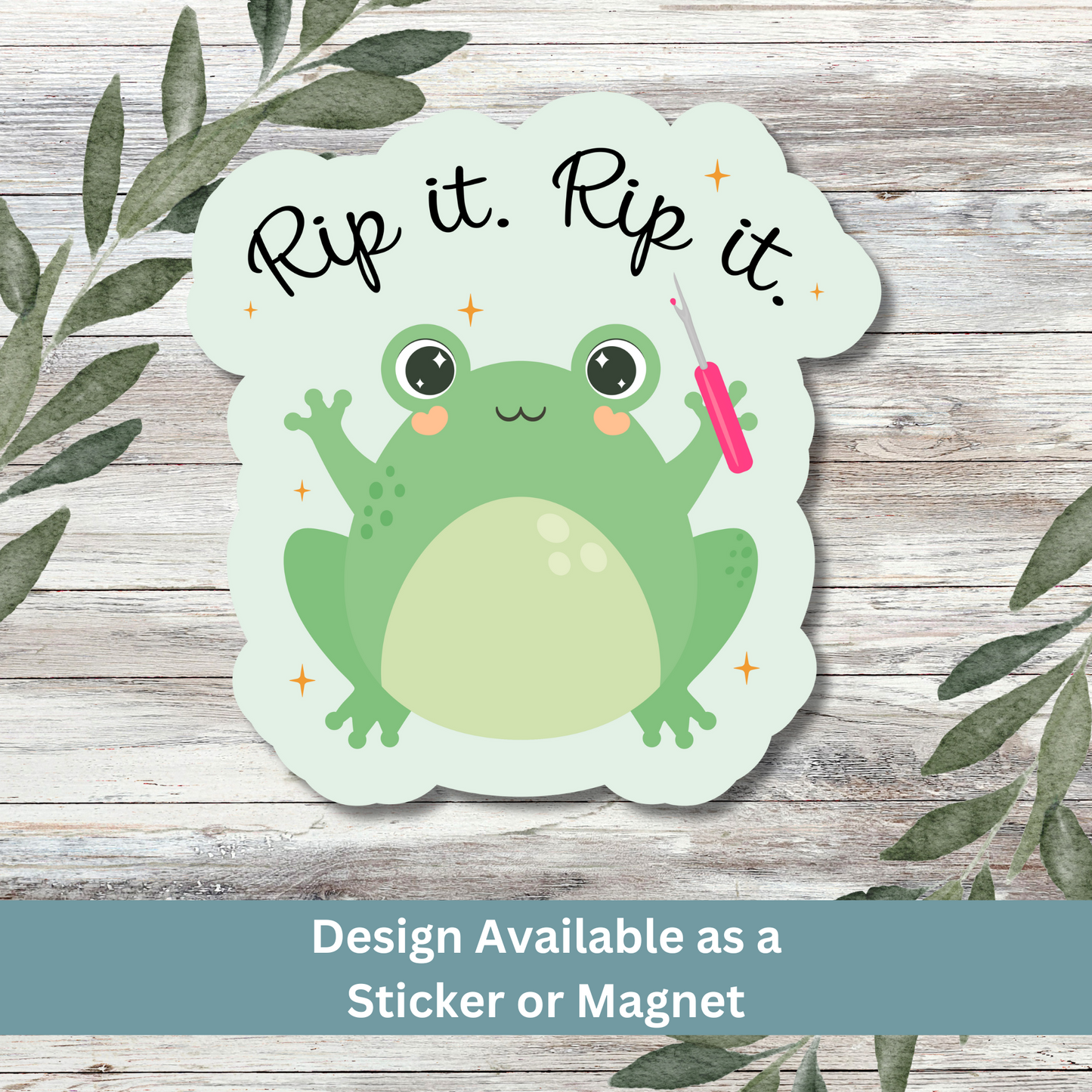 “Rip it. Rip it.” sticker on whitewashed background