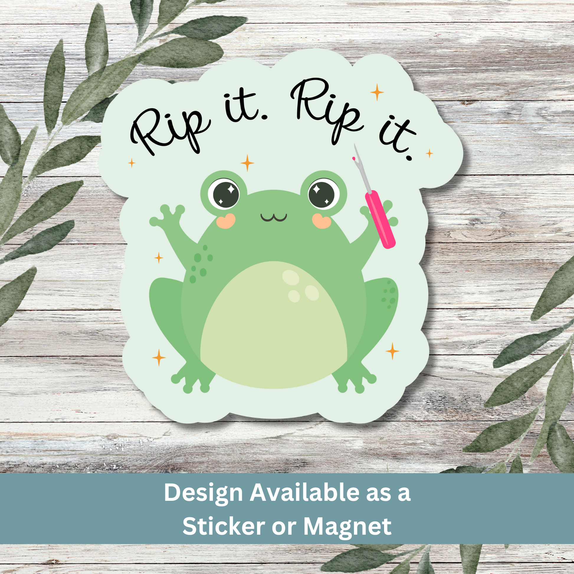 “Rip it. Rip it.” sticker on whitewashed background