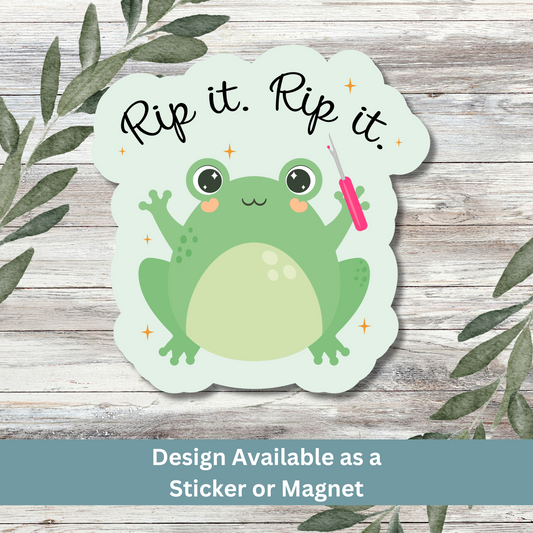 “Rip it. Rip it.” sticker on whitewashed background