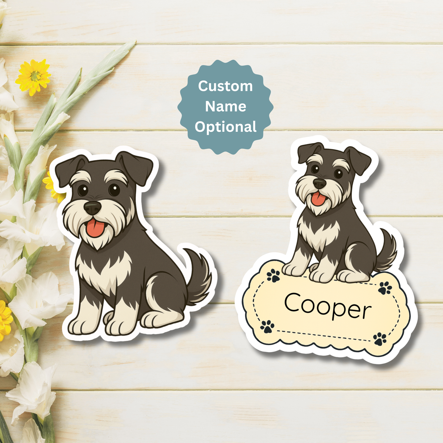Custom Schnauzer Dog Magnet - Black and Silver | Personalized with Pet Name