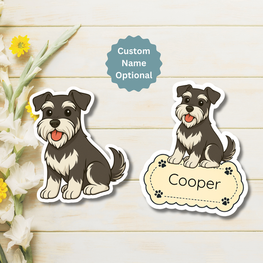 Custom Schnauzer Dog Magnet - Black and Silver | Personalized with Pet Name