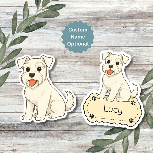 Autocollant Schnauzer personnalisé - Blanc | Personnalisable avec nom