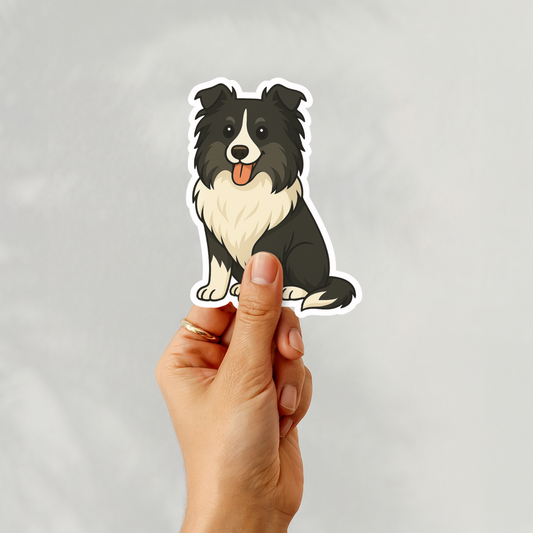 Autocollant personnalisé pour chien Sheltie - Noir et blanc | Personnalisable avec votre nom