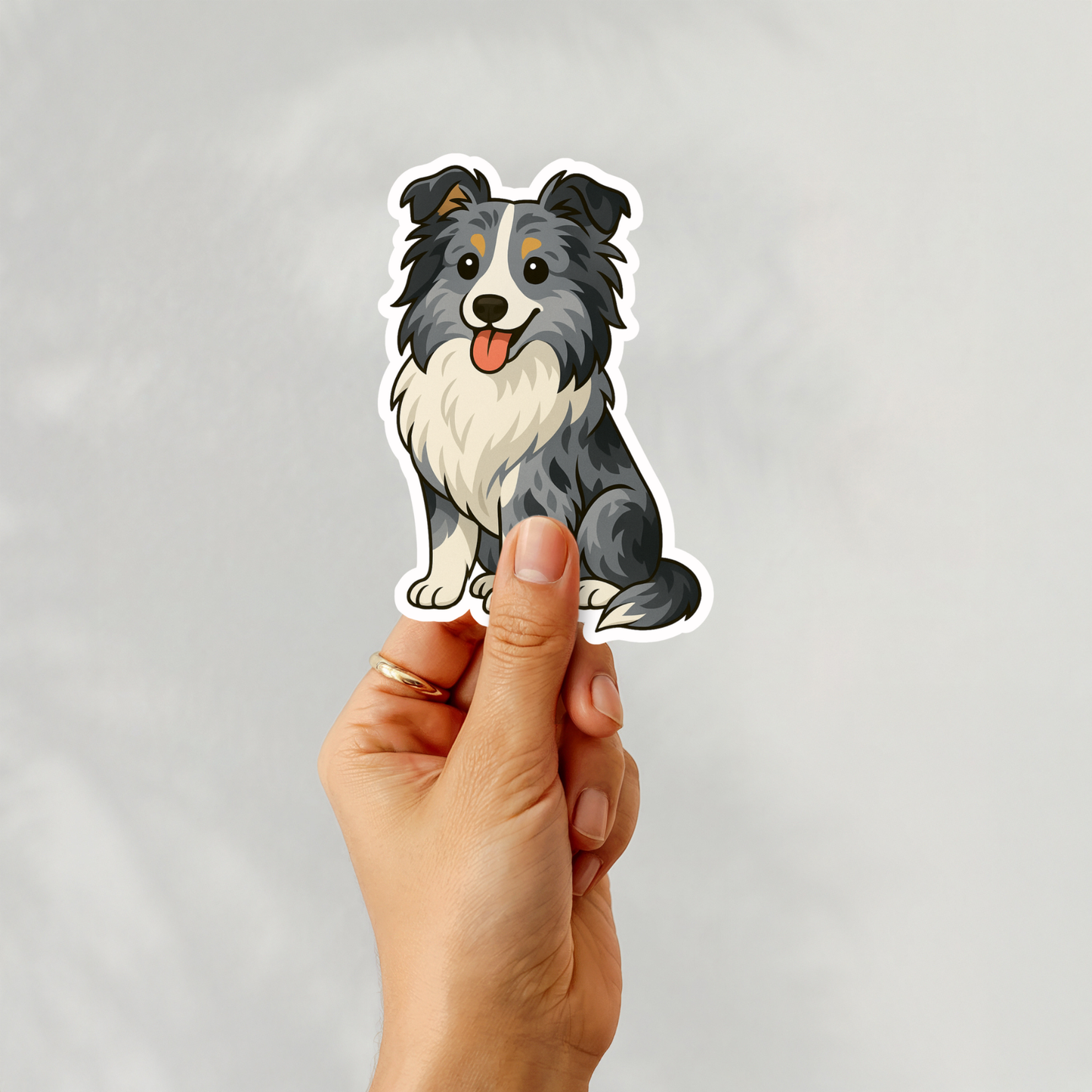 Autocollant personnalisé pour chien Sheltie – Bleu Merle | Personnalisable avec votre nom