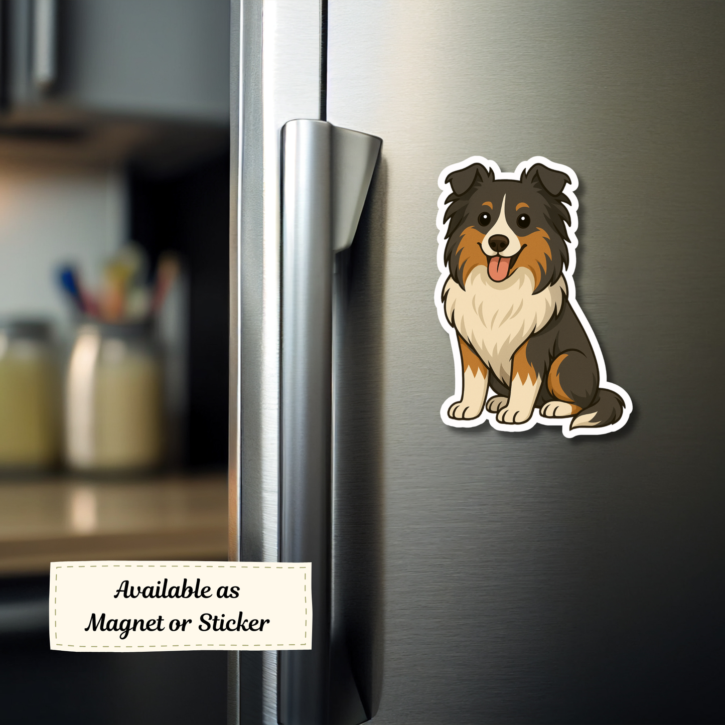 Custom Sheltie Dog Sticker Tri-colored | Personalized with Name