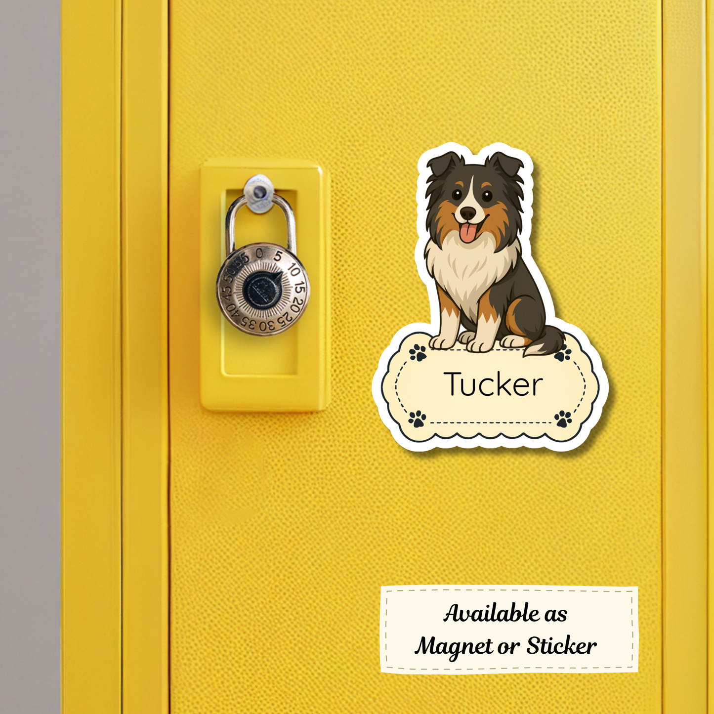 Custom Sheltie Dog Sticker Tri-colored | Personalized with Name