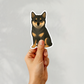 Autocollant personnalisé pour chien Shiba Inu - Noir et feu | Personnalisable avec votre nom