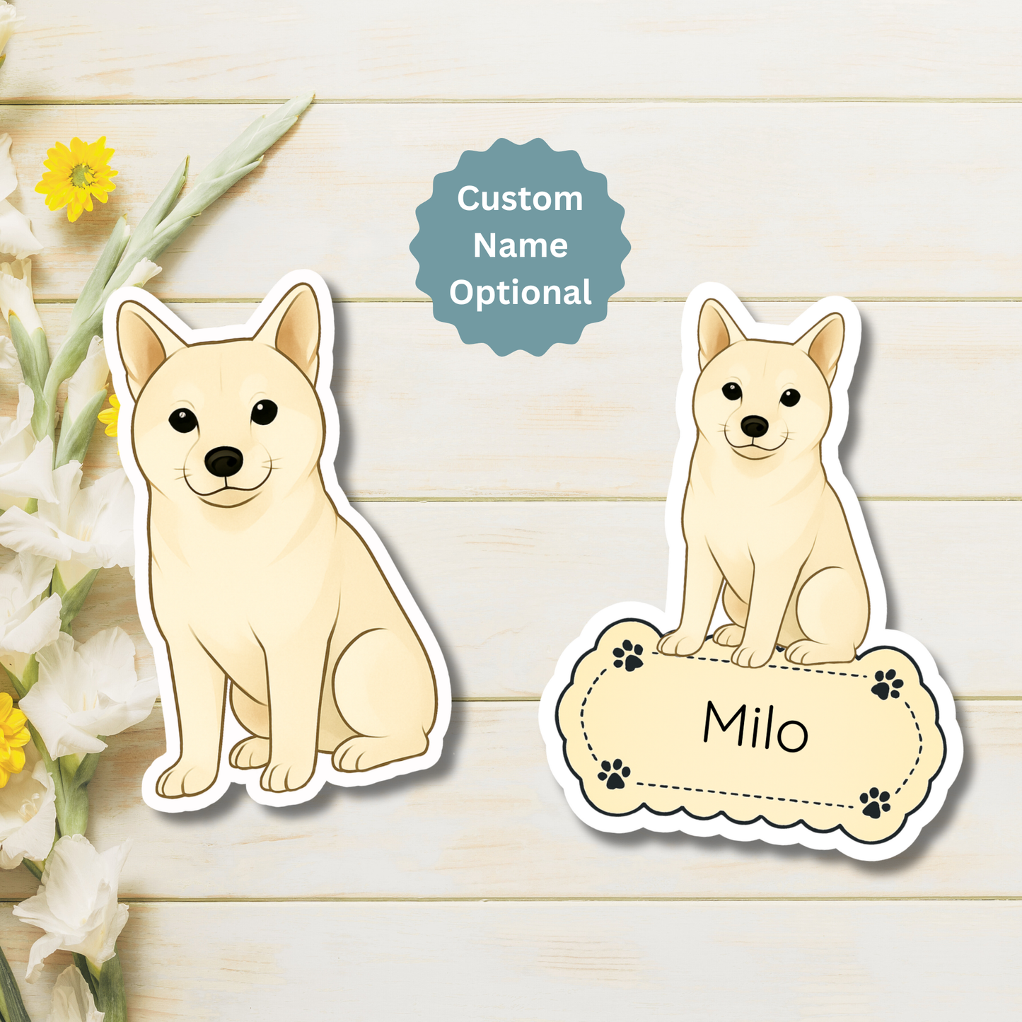 Custom Shiba Inu Dog Magnet - Cream | Personalized with Pet Name
