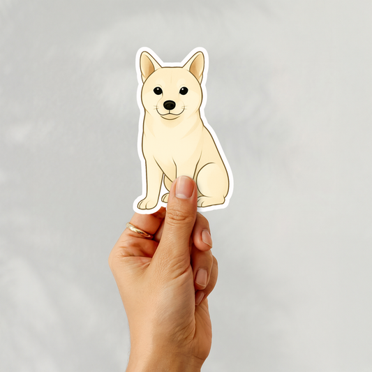 Autocollant personnalisé Shiba Inu - Crème | Personnalisable avec nom