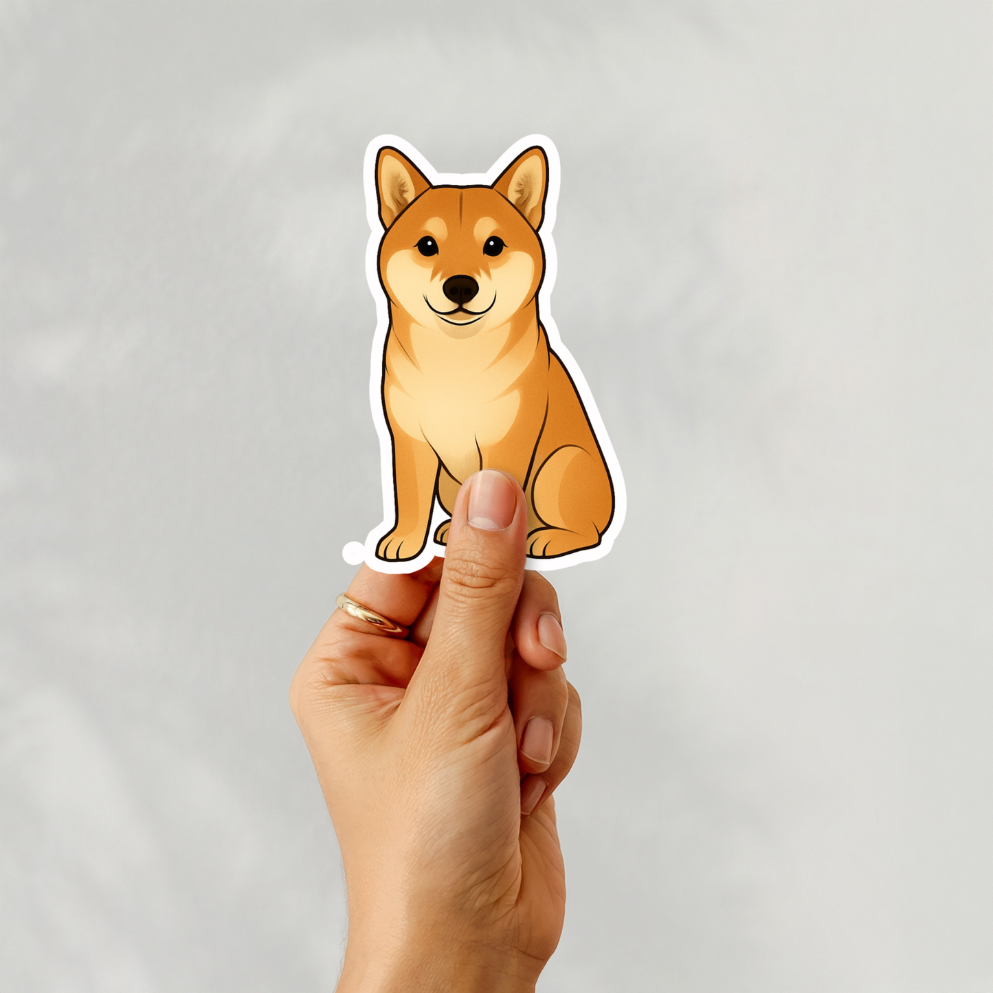Autocollant personnalisé pour chien Shiba Inu - Rouge | Personnalisable avec votre nom