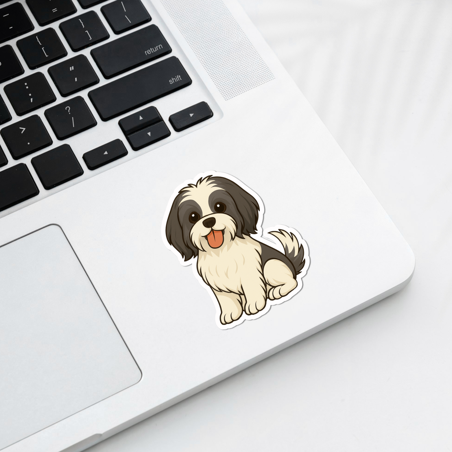 Autocollant personnalisé pour chien Shih Tzu - Noir et blanc | Personnalisable avec votre nom